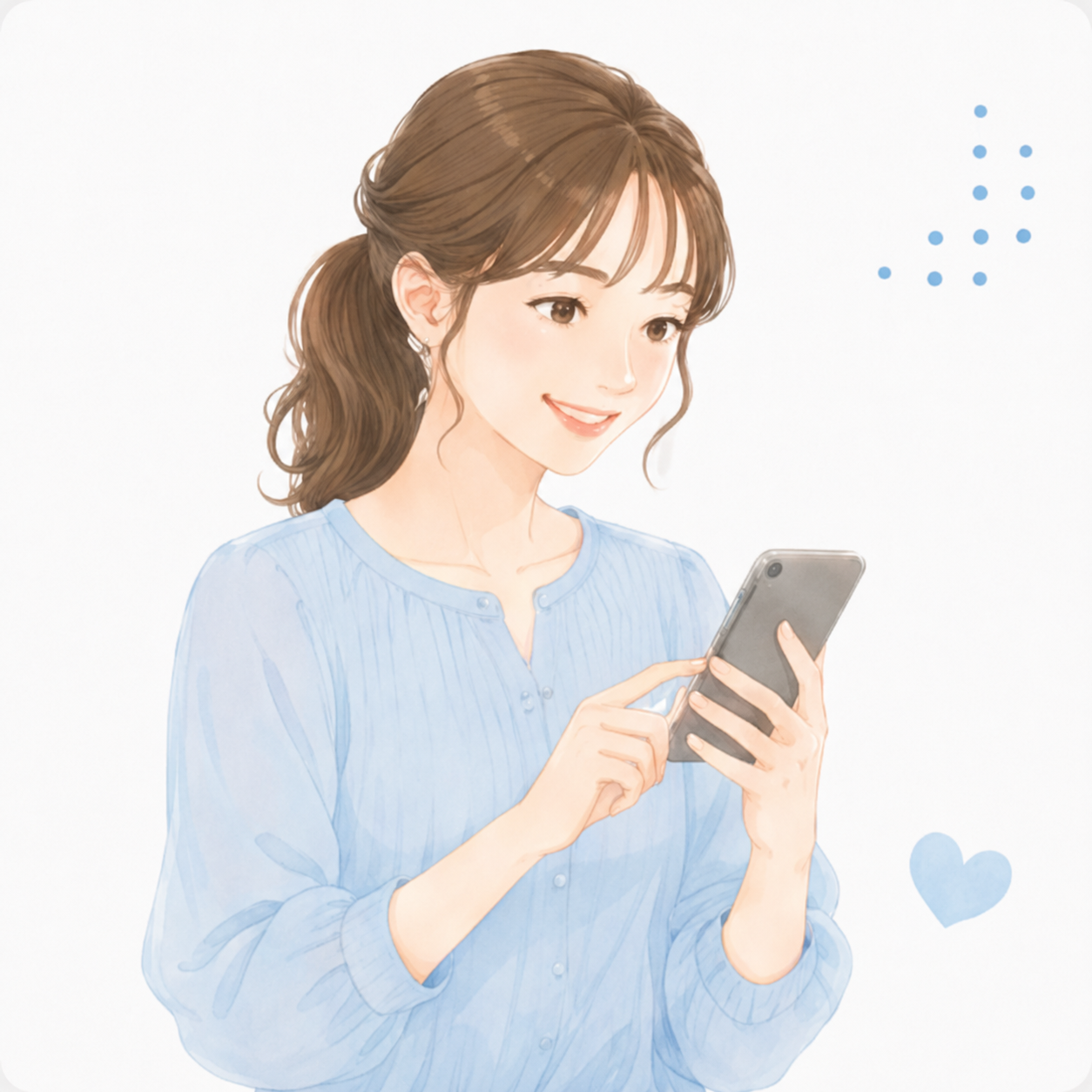 スマートフォンで婚活パーティーを申し込む女性
